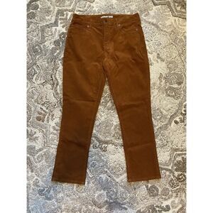 Lands' End Women's Fit Mid Rise Straight Leg Cord Pants Brown 10P 32 X 27.5